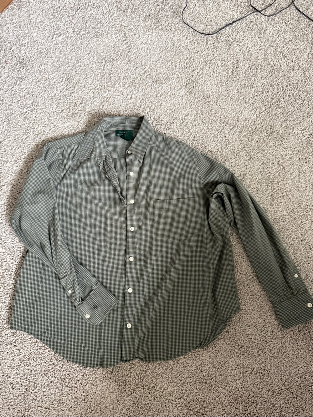 Ralph Lauren Men's Green Micro-Check Button-Down Shirt